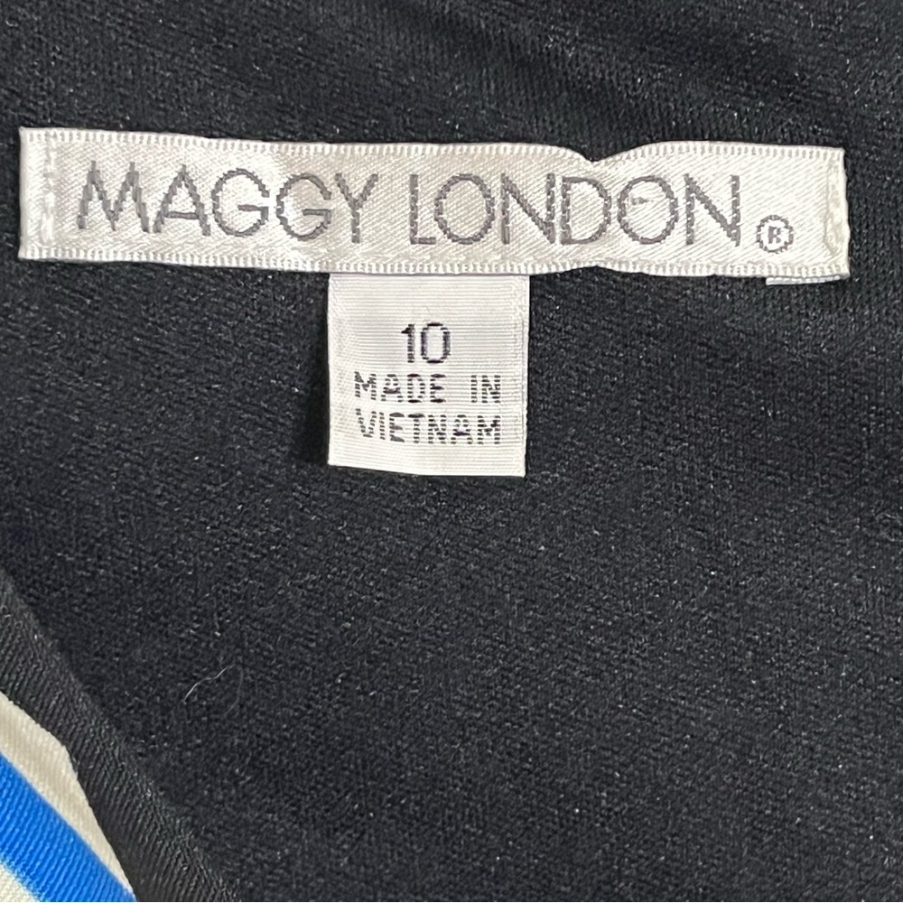 Maggy London White Green Blue‎ Black Geometric Sleeveless Sheath Dress Size 10 - Picture 2 of 10